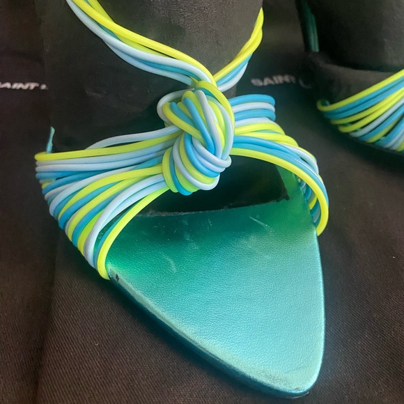 YSL Saint Laurent Gippy Multicolor Strappy Knot Patent Leather Sandal 39.5- 9 - Picture 7 of 11
